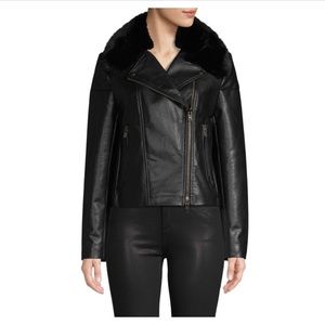 BAILEY 44 FAUX FUR TRIM LEATHER JACKET SIZE SMALL